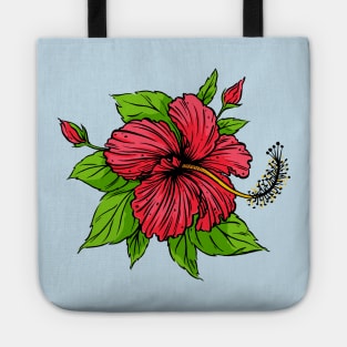 hibiscus flower hand drawn Tote