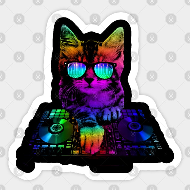 DJ Kitty Sticker for Sale by BassDroppinWear