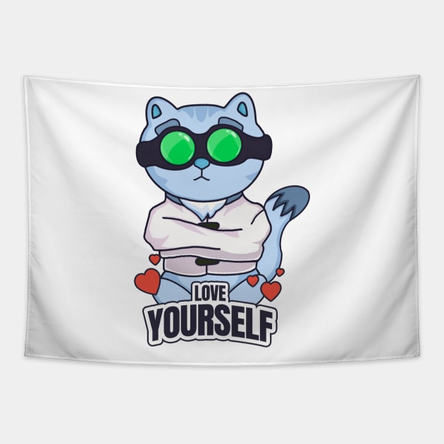 Self help cat Tapestry by Horrible Bunny