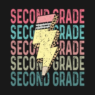 Second Grade Teacher Lightning Bolt Pencil Back To School T-Shirt