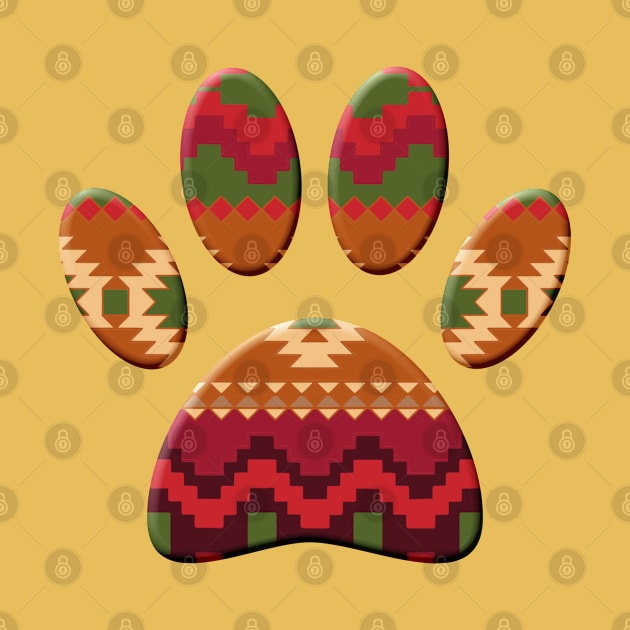 Aztec Pattern Dog Paw Print by Braznyc