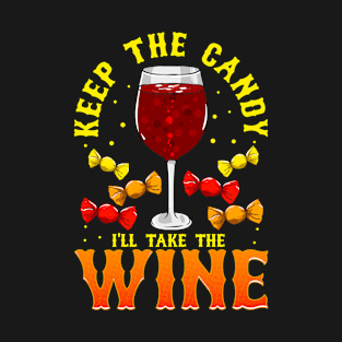 Funny Halloween Wine & Candy for Trick or Treat T-Shirt