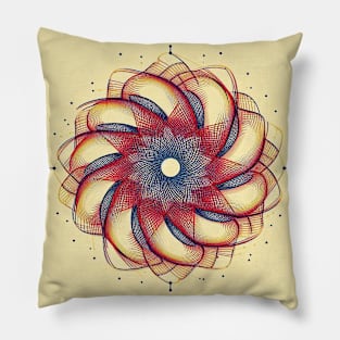 Psychedelic looking abstract illustration spirograph swirls Pillow