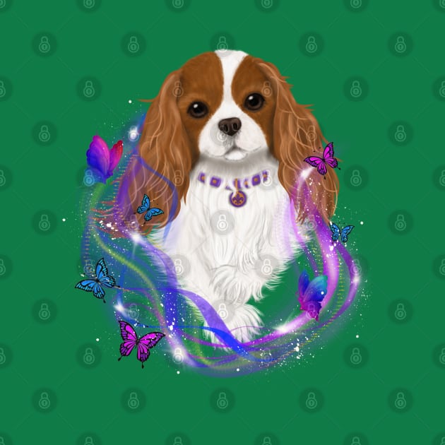 Magical Cavalier King Charles Spaniel and Butterflies, Blenheim by Cavalier Gifts