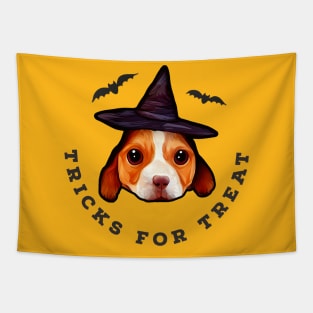 Halloween Cute Dog Witch Trick Or Treat Tapestry