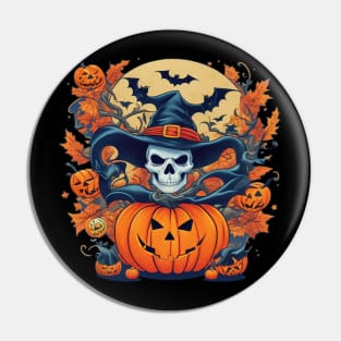 witch skull Halloween Pin