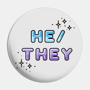 He/They Pronouns Design with Stars Pin