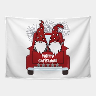 Christmas Gnomes Truck Tapestry