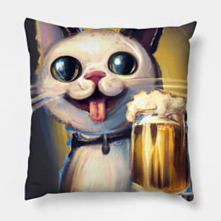 Happy Cat with Beer Pillow