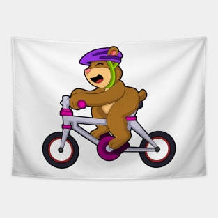 Bear with Bicycle & Helmet Tapestry