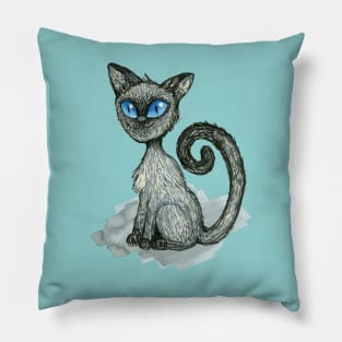 Drawing of a Siamese cat Pillow