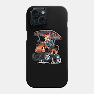 Funny Golf Cart Hotrod Golf Car Popping a Wheelie Cartoon Phone Case