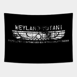 Weyland Yutani distressed, white text Tapestry