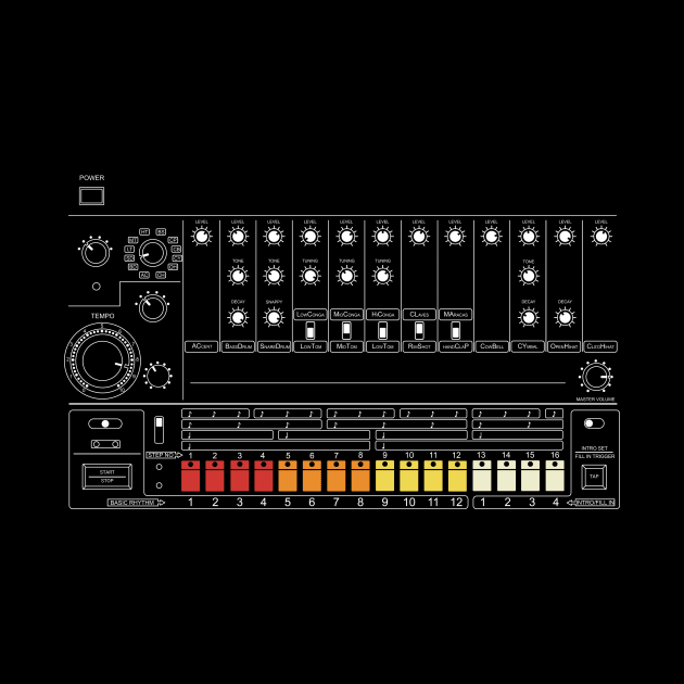 Vintage Drum Machine White Lines by Atomic Malibu