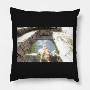 Exploring temple ruins Pillow