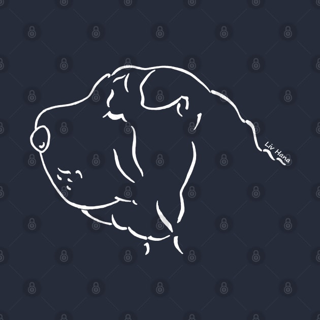 Shar Pei silhouette outline white by LivHana