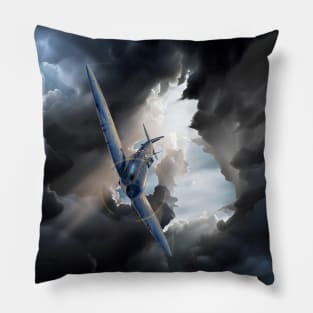 Spitfire Aircraft surrounded by dark clouds Pillow