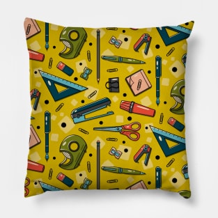 Office And School Stationery Items Ditsy Design Pillow