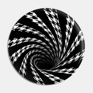 Optical Illusion Black Hole Houndstooth Vortex Swirl (Black/White) Pin