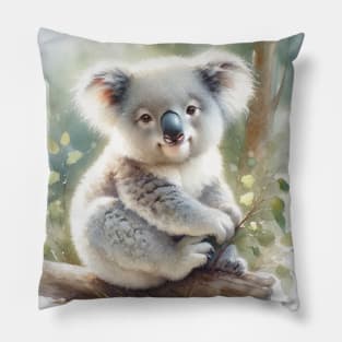 Eucalyptus Dreams: Serene Koala Watercolor Pillow