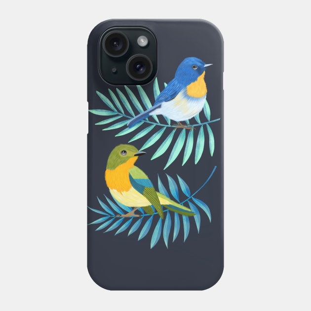 Tropical birds and palm leaves Phone Case by CalliLetters