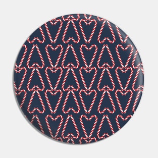 Candy Cane Hearts on Navy blue Pin