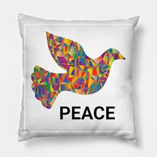 Dove in multicoloured design with peace writing Pillow