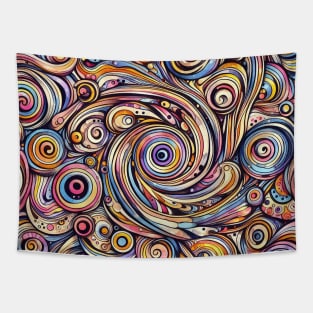 Psychedelic looking abstract illustration of geometric swirls Tapestry