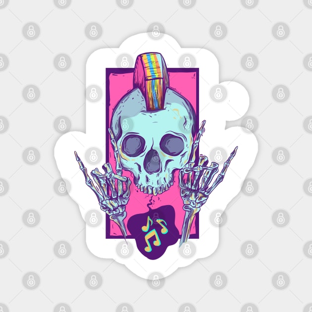 Rock on punk skull Magnet by Jess Adams