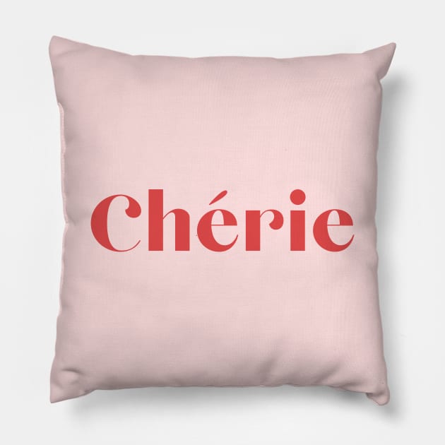 Cherie French Lover Darling Sweetie Pink and Red Design Pillow by From Mars