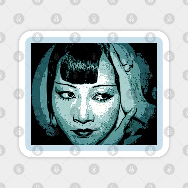 Anna May Wong cyan Magnet by JerryGranamanPhotos71