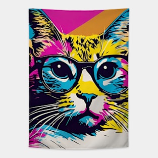 Cat With Glasses Tapestry