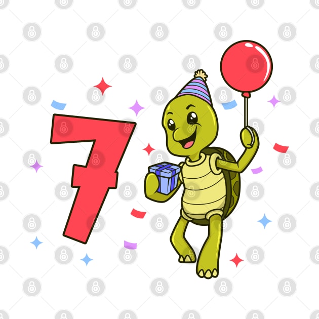 I am 7 with turtle - kids birthday 7 years old by Modern Medieval Design