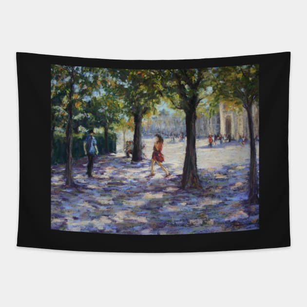 Walking near the Louvre, Paris Tapestry by Terrimad