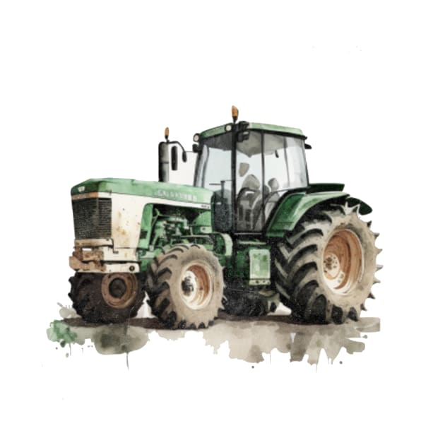 tractor for farmer watercolor by KAWAIIBYHM