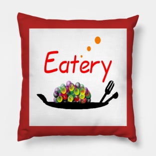 New Eatery Logo on White Background Pillow