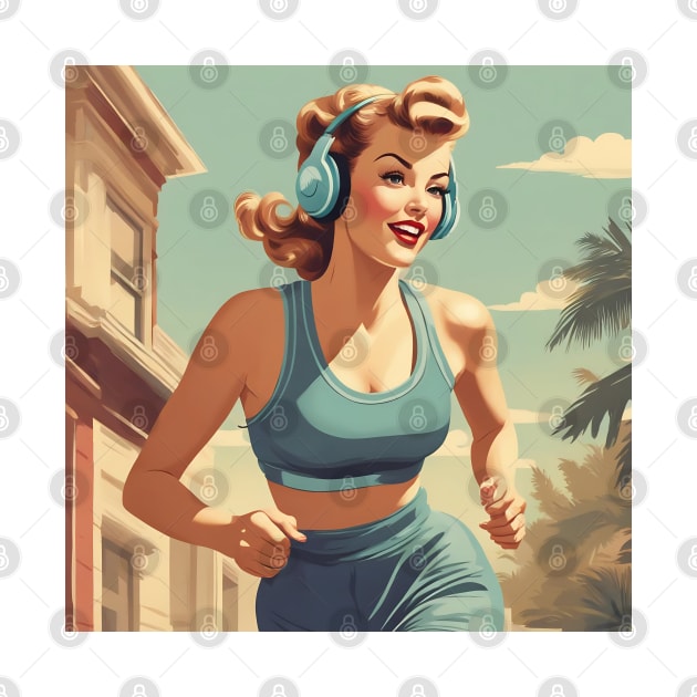 Fitness Bombshell Jogging Vintage Art Pin Up Pace by di-age7