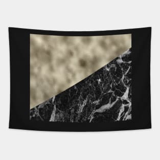 Golden brass on black marble Tapestry