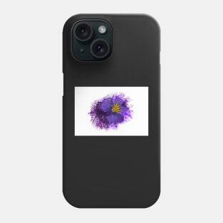 Purple pansy with paint splatter effect Phone Case