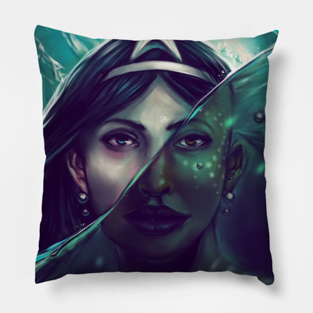 Sirens of two worlds Pillow by dracoimagem