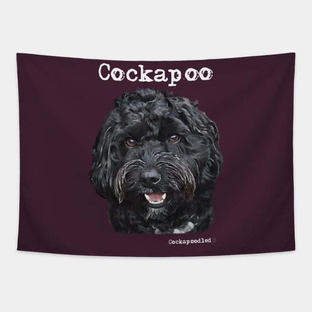 Black Cockapoo / Spoodle and Doodle Dog Tapestry by WoofnDoodle 