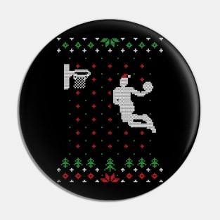 Basketball Ugly Christmas Sweater Gift Pin