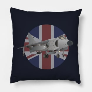 Sea Harrier Jet Fighter with UK Flag Pillow