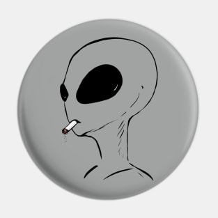 smoking alien Pin