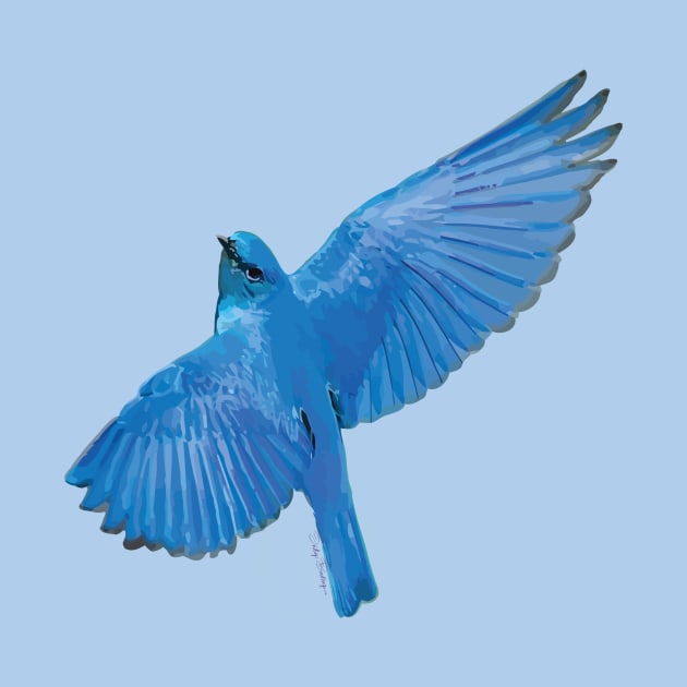 Soar Bluebird of Happiness Indigo Bunting Art by Teenugs