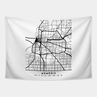 MEMPHIS TENNESSEE BLACK CITY STREET MAP ART Tapestry