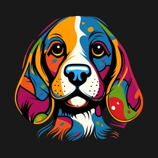 Colorful Beagle Pop Art Cute Funny Dog Face T-Shirt