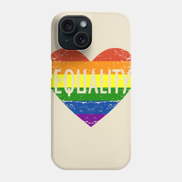 Equality Rainbow LGBT Pride Flag Heart Phone Case by tatadonets