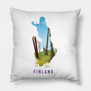 Finland ski travel poster Pillow