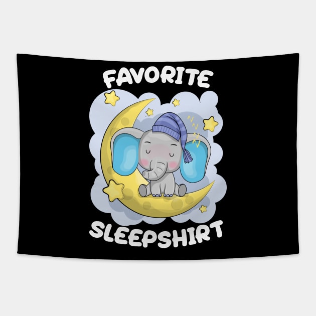 Cute Little Elephant Sleeping on the Moon Nap Favorite Sleep time Pajama Tapestry by BadDesignCo